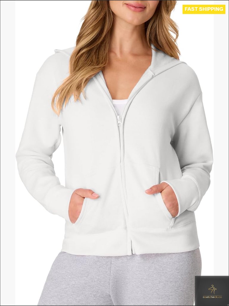 Midweight Full-Zip Hoodie Classic Fleece Women's Sweatshirt Cozy Zip Up